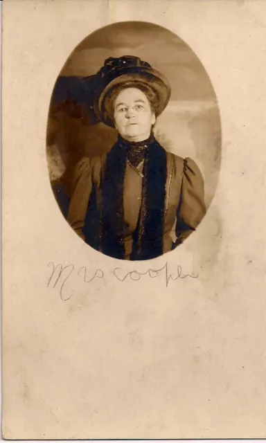 Older Woman Dressed Up- Vintagecloting- Hat - Scarf- Real Photo Postcard