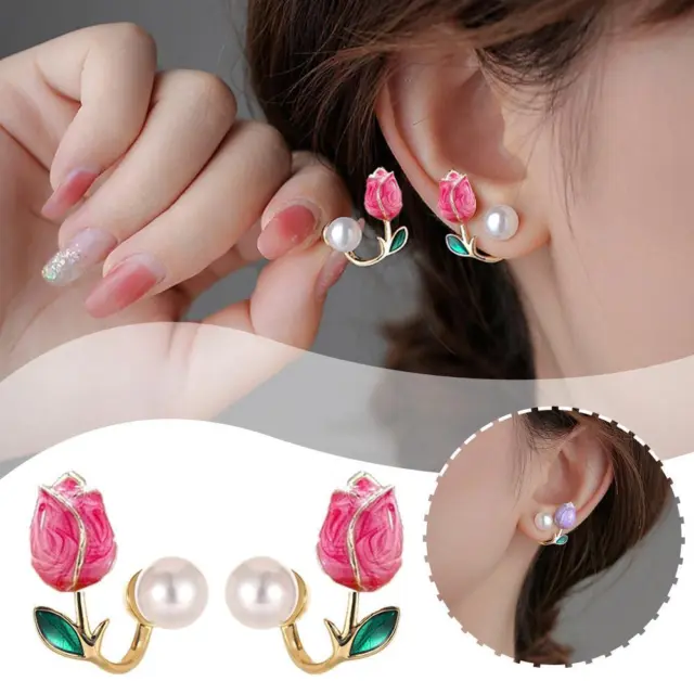 Vintage Pearl Crystal Earrings For Women Jewelry Flower % Butterfly Women's H6W4