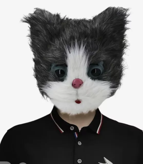 Abito elegante con maschera per gatto pelliccia cosplay
