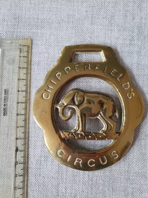 CHIPPERFIELD'S CIRCUS ELEPHANT Brass Vintage Collectible Horsebrass Chipperfield