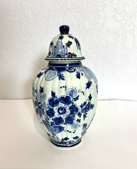 Vintage Royal Delft Lidded Base, Ginger Jar Hand Painted, Signed, Holland