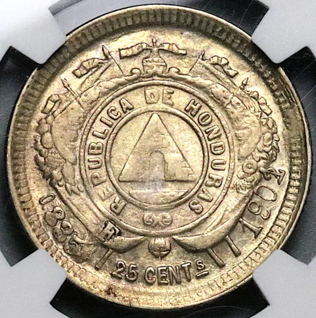 1902/801 NGC AU 55 Honduras 25 Centavos Standing Liberty Coin POP 2/2 (23061901C