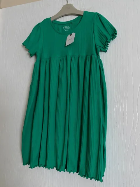 Next Girls Green Ribbed Striped Effect Dress 5-6 Years BNWT NEW