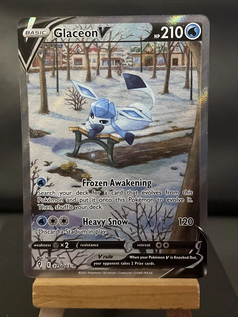 Pokémon Karte Glaceon V 175/203 Evolving Skies Full Art Alt Art selten fast neuwertig