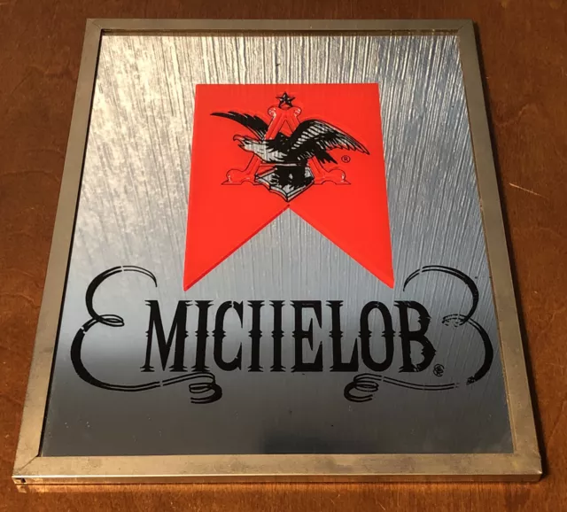 VINTAGE Michelob Beer Bar Mirror Sign Hanging Art Anheuser Busch Logo 90s 10”x8”