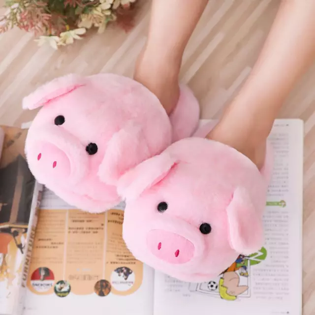 Comfy Stylish Women Girls Pink Pig Slippers Soft Snuggly Adorable Plush Cozy New