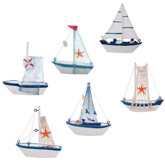 6 Pcs Bambou Bord De Mer Accessoires Pour La Maison Mini-voilier
