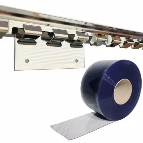 DIY OVERLAP STANDARD PVC Strip Door Curtain Kit - 50M Roll - 1000MM Bracket