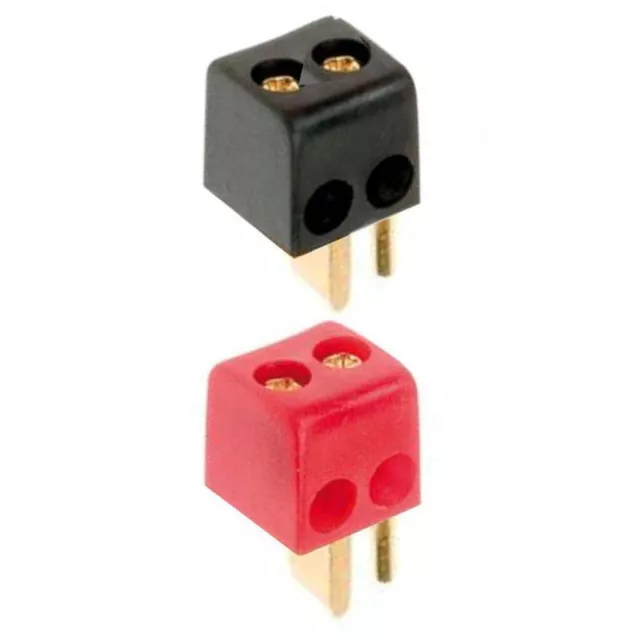 4x Lautsprecher-Winkel-Stecker Mini DIN: 2x rot+2x schwarz, lötfrei, vergoldet