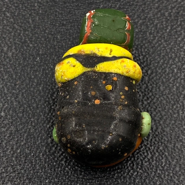 Roma Glass Excellent Ancient Old Phoenician Mosaic Plug Face Rare Amulet 3
