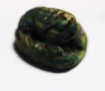 Zurqieh -Ad624- Ancient Egypt. Faience Frog Scaraboid. 600 - 300 B.c