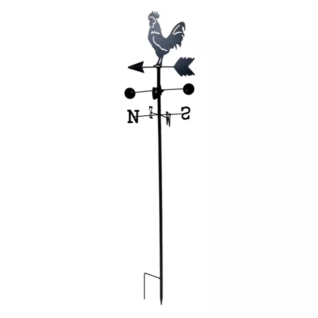 Freestanding Black Steel Traditional Cockerel Garden Weathervane Wind Indicator