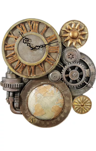 Design Toscano Gears of Time Steampunk Wall Clock Sculpture, (Medium) 43.25 cm,