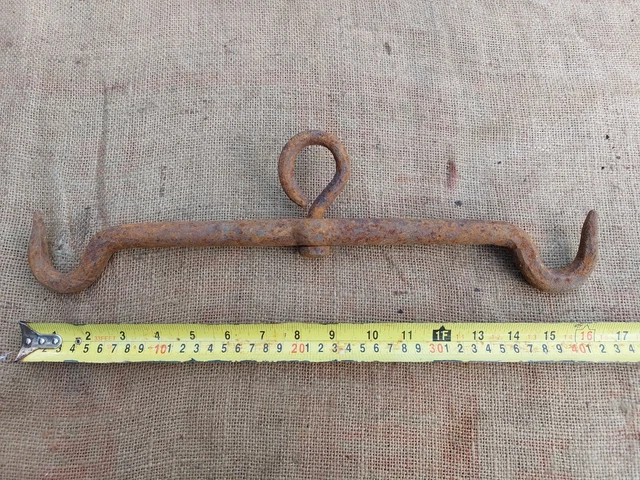 Used Vintage Antique Wrought Iron Game Rack Butcher Hook FREE UK P&P