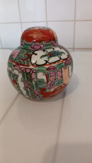 Ancien pot couvert chinois porcelaine canton