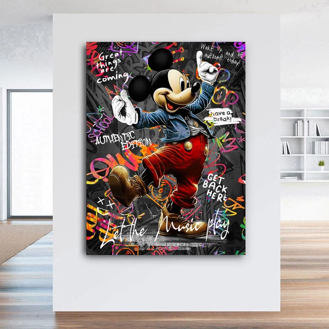 Leinwandbild Micky Maus Dance Comic Pop Art Lifestyle Wandbild Wohnzimmer Bild