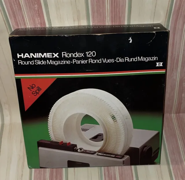 Carrusel redondo giratorio Hanimex Rondex 120 extensiones cargador para diapositivas de 35 mm