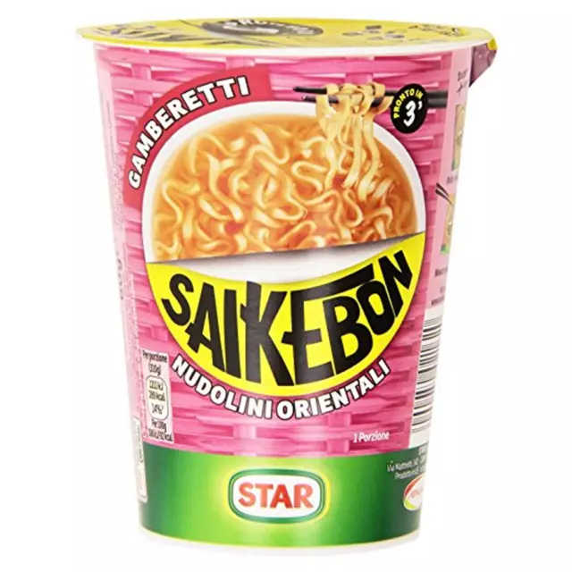 Noodles Star Saikebon Ai Gamberetti 60 Gr Spaghetti Etnico Salsa Soia Bicchiere