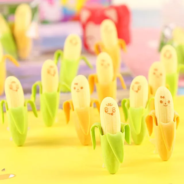 2pcs reizender netter Bananen-Frucht-Art Gummi Bleistift Radiergummi Spielzeug