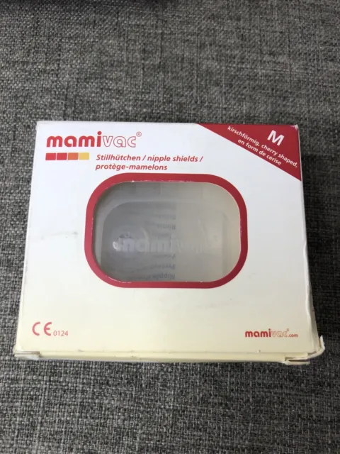 Mamivac Box of 2 Cherry Shaped Silicone Nipple Shields w/ Case Size Medium 22 mm
