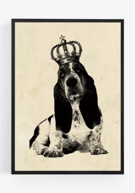 Basset Hound Dog Print Picture Wall Art Unframed Vintage home Decor A4