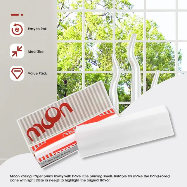 MOON 25 Booklets Classic Red Rolling Papers Short Size 70 mm Wood Papers Smoking