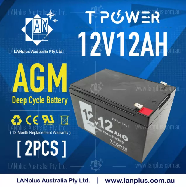 2x 12V 12AH Sealed Lead-Acid Battery AGM F UPS Solar Power Gate Opener Alarm Toy