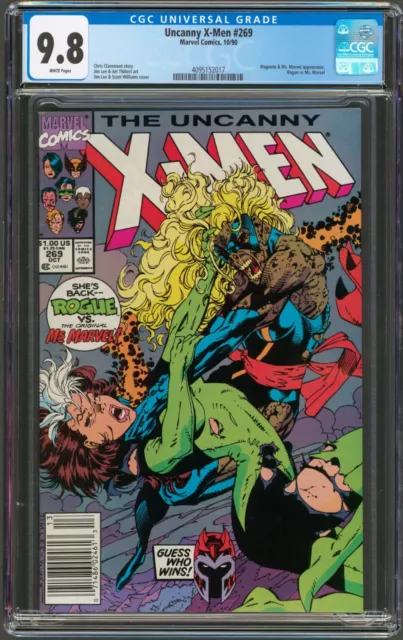 Uncanny X-Men #269 Newsstand Variant Jim Lee CGC 9.8 NM+/MT WP 1990 Marvel