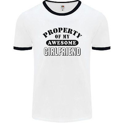 Property of My Awesome Girlfriend Funny Mens White Ringer T-Shirt