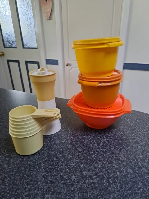 Tupperware  Containers ,measuring Cups Vintage