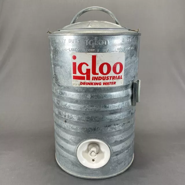 Vintage Galvanized IGLOO Metal 3 Gallon Cooler Water Dispenser Jug Houston Texas