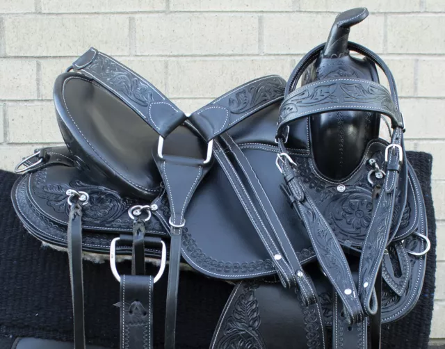 Horse Saddle Western Used Gaited Pleasure Trail Leather Tack Set 16 17 18