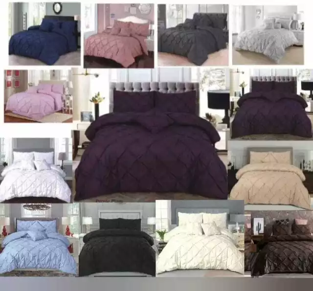 Super Genuine Top Class Pintuck Duvet Cover Bedding Set, Hand Stitched 68- Pick