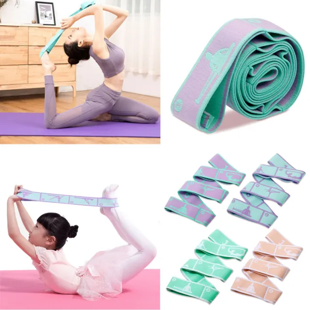 Gymnastic Gym Yoga Belt Stretch Strap Pilates 8 Loops Fitness Dance Exercise