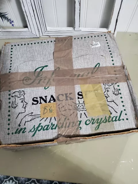 Informal 4 Piece  Hazel Atlas Teadrop Snack Set. In Original Box MCM