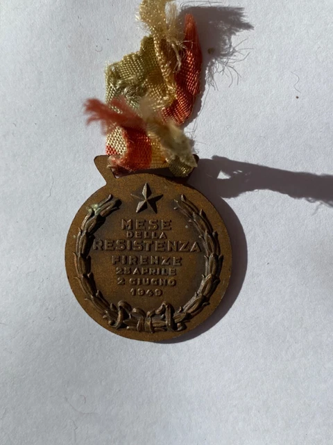 Medaglia Mese Della Resistenza Firenze 24 Aprile 2 Giugno 1949 Partigiani Ww2