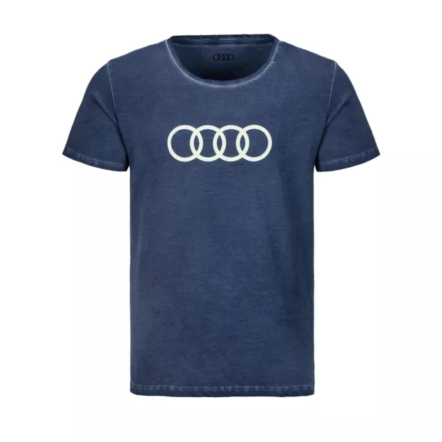 Audi Herren T Shirt Blau S M L XL XXL XXXL Ringe Glow in the Dark Leuchtend