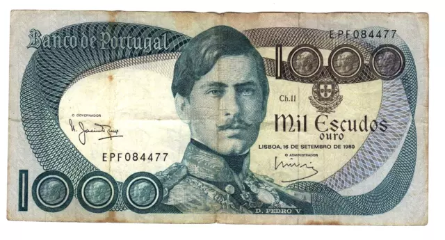 Portugal : 1000 Escudos 1980 ( Pedro V )