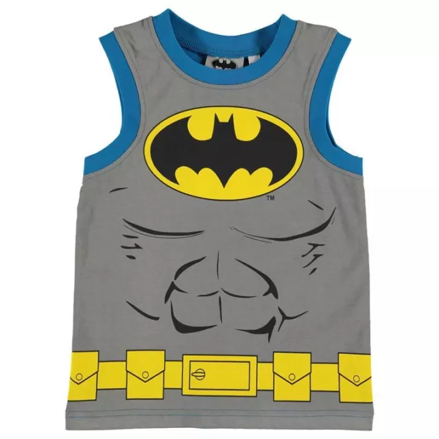 BATMAN débardeur taille 2-3 ou 4-5 ans t-shirt garçon gris et bleu NEUF