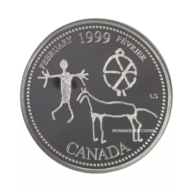 1999 Canada 25 Cents Millenium Series February Silver Proof Coin