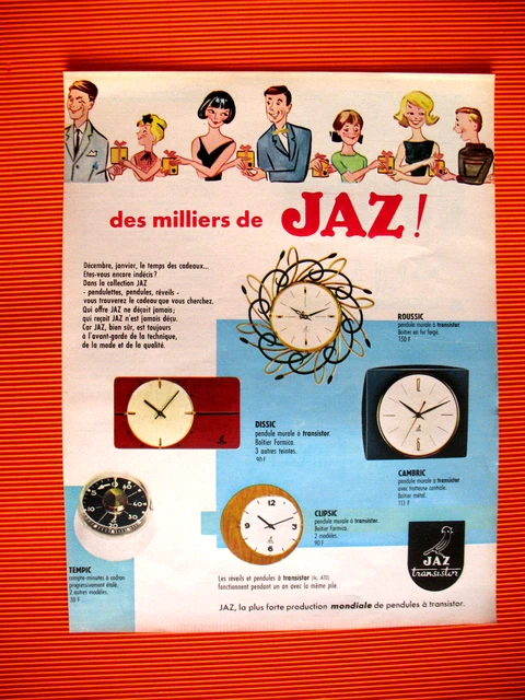 Publicite De Presse Jaz Horlogerie Pendulettes Dissic Roussic Cambric Ad 1965