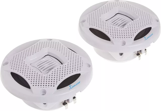Lanzar 5.25” Marine 2-Way Speakers - Water Resistant WHITE 400 WATTS