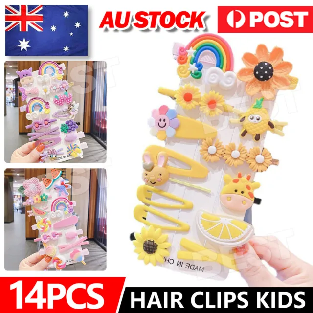 14 PCS Hair Clips Girls Infant Baby Pin Hair Hairpin Toddler Kids Cute AU