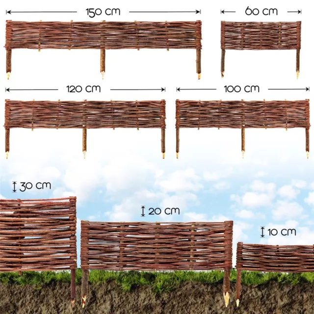 Beeteinfassung Weide Weidenzaun Rasenkante Beet Begrenzung Steck Zaun Palisaden