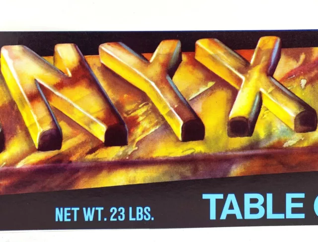 Onyx Table Grapes Kern Valley Farms Lamont California Fruit Crate Box Label