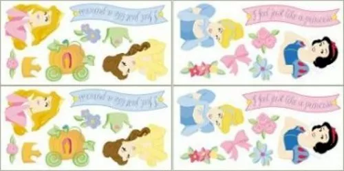 Disney Princess Self Stick Removable Appliques Wallies Stickers Snow White Belle