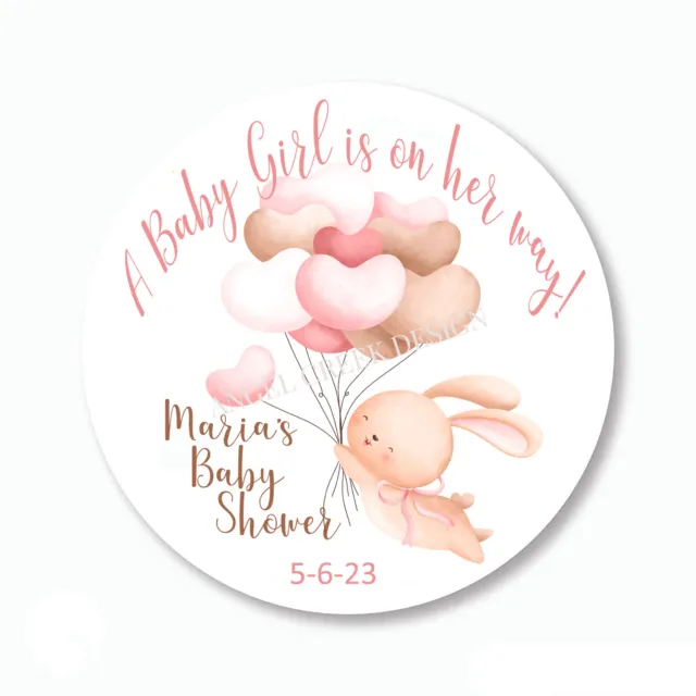 Baby Girl Bunny Baby Shower Favors Tags New Baby Shower Labels Stickers 4 Sizes