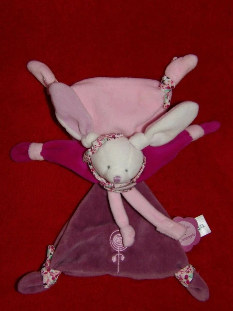 Doudou Et Compagnie Lapin Attache Tétine Cerise Blanc Rose DC2701 Neuf