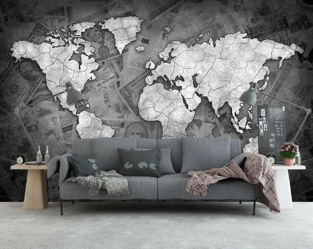 3D RETRO POSTER 32509NAO World Map Wallpaper Mural Removable Self ...