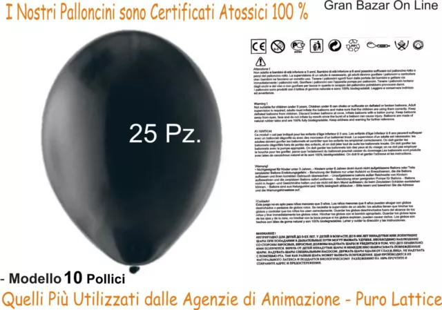 PALLONCINI NERO 25 Pz. 26 cm diam 10" PURO LATTICE PARTY FESTA ALLESTIMENTI